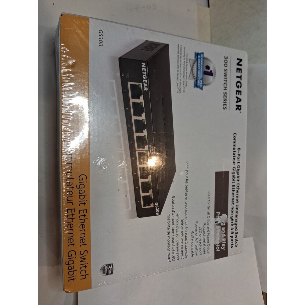 NETGEAR GS308-300PAS GS308 8 Gigabit Port Unmanaged Ethernet Switch